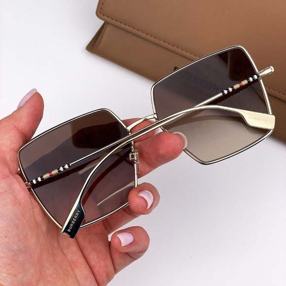 ? Burberry BE3133 DAPHNE 110913 Sunglasses Gold Brown Square Women main image 10